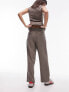 Фото #3 товара Topshop co-ord high waist button detail soft tailored trouser in mink