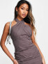 Фото #5 товара Public Desire halterneck drape mini dress in washed brown