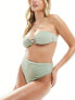 South Beach starfish high waist high leg bikini bottom in sage green glitter