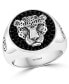 ფოტო #1 პროდუქტის EFFY® Men's Black Spinel Panther Ring in Sterling Silver