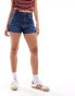 Wrangler high waist festival denim shorts in dark blue