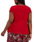 ფოტო #2 პროდუქტის Plus Size Stretch Knit Short-Sleeve Cowl-Neck Top