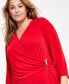 ფოტო #3 პროდუქტის Plus Size Side-Ruched Hardware-Trim Top