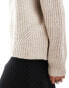 ASOS DESIGN chunky crew neck rib jumper in oatmeal