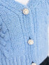 Pimkie cable knit crystal button cardigan in blue