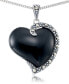 ფოტო #1 პროდუქტის Onyx (17X15mm) & Marcasite Heart Pendant in Sterling Silver