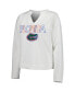 ფოტო #3 პროდუქტის Women's White Florida Gators Sunray Notch Neck Long Sleeve T-shirt and Shorts Set