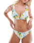 ASOS DESIGN Fuller Bust Sorrento v-wire crop bikini top in multi Zitronenmuster, EU 75 J - фото #3