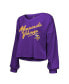 ფოტო #3 პროდუქტის Women's Threads Justin Jefferson Purple Distressed Minnesota Vikings Name and Number Off-Shoulder Script Cropped Long Sleeve V-Neck T-shirt