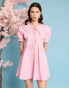 Фото #1 товара Sister Jane pleat mini dress with collar in pink