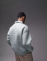 Topman long sleeve relaxed sweatshirt polo in sage - DGREEN