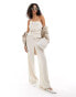 Фото #1 товара ASOS DESIGN drape detail bandeau jumpsuit in oatmeal linen