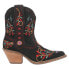 Dingo Sugar Bug Floral Embroidery Round Toe Cowboy Booties Womens Black Casual B