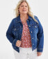 ფოტო #1 პროდუქტის Plus Size Classic Denim Jacket, Created for Macy's