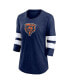 ფოტო #3 პროდუქტის Women's Heathered Navy Chicago Bears Primary Logo 3/4 Sleeve Scoop Neck T-shirt