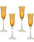 Фото #1 товара Amber Color Champagne Flutes with Gold-Tone Rings, Set of 4