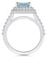 ფოტო #3 პროდუქტის Aquamarine and Diamond Accent Halo Ring in 14K White Gold