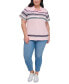 Фото #5 товара Plus Size Striped Polo Top, Created for Macy's