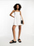 ASOS DESIGN broderie cotton pleat bust babydoll mini sundress in white