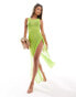 Фото #1 товара Threadbare beach cover up dress in lime green