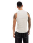 ASOS DESIGN muscle fit vest with henley neck in stone