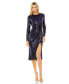 Women's Ieena Long Sleeve Knot Detail Slit Metallic Dress