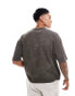 ASOS DESIGN boxy oversized t-shirt in heavyweight 220gsm washed brown with seam detail and chest print