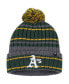 Фото #1 товара Men's Gray, Green Oakland Athletics Rexford Cuffed Knit Hat with Pom