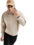 ASOS DESIGN oversized hoodie in beige in woven fabric