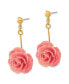 Фото #2 товара Lacquer Dipped Pink Real Rose Gold-tone Dangle Post Earrings