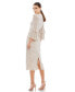 Фото #3 товара Women's Fully Sequined Ruffle Tiered 3/4 Sleeve Midi Dress