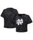 ფოტო #1 პროდუქტის Women's Black Distressed Notre Dame Fighting Irish Vintage-Like Wash Milky Silk Cropped T-shirt