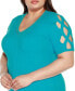 ფოტო #4 პროდუქტის Black Label Plus Size Embellished Criss Cross Sleeve Sweater