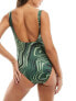 Фото #3 товара Weekday Desert swimsuit with wave print in green exclusive to ASOS