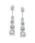 ფოტო #2 პროდუქტის Modern Classic Bridal Graduated Cubic Zirconia CZ Drop Back And Front Stud Jacket Long Linear Earrings For Women