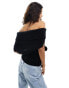 NA-KD x Claire Rose knitted off the shoulder top in black XL - фото #4