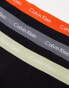 Calvin Klein cotton stretch trunks 3 pack in black with coloured waistband