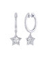 ფოტო #1 პროდუქტის Lucky Star Design Sterling Silver Diamond Hoop Women Earring