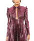 ფოტო #1 პროდუქტის Women's Long Sleeve Keyhole Neck Heat Pleat Metallic Gown