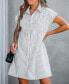 ფოტო #4 პროდუქტის Women's Black & White Stripe Collared Front Button Mini Beach Dress