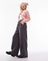 Topshop Petite pull on wide leg trouser in charcoal