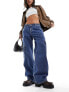 Фото #1 товара Dr Denim Hill cargo low waist relaxed fit wide straight leg jeans with pockets in pebble mid stone