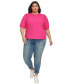 Фото #4 товара Women's Plus Size Embellished Puff Sleeve Top, First@Macy’s
