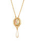 ფოტო #1 პროდუქტის Gold-Tone Flower Decal Oval Drop Necklace