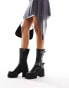 Фото #4 товара Lamoda Needed chunky heeled biker boots with buckle detail in black