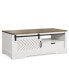 Фото #1 товара Modern White Wood Coffee Table with Barn Door Drawer Storage