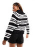 Фото #5 товара Pieces high neck jumper in black & white stripe