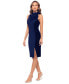 Фото #3 товара Women's Ruffled Halter Velvet-Trim Sleeveless Sheath Dress