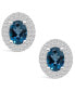 ფოტო #2 პროდუქტის London Topaz (2 ct. t.w.) and Diamond (1/2 ct. t.w.) Halo Stud Earrings in 14K White Gold