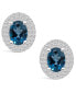 Фото #2 товара London Topaz (2 ct. t.w.) and Diamond (1/2 ct. t.w.) Halo Stud Earrings in 14K White Gold